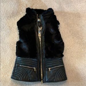 Fur and pleather vest (never worn), S, NWOT